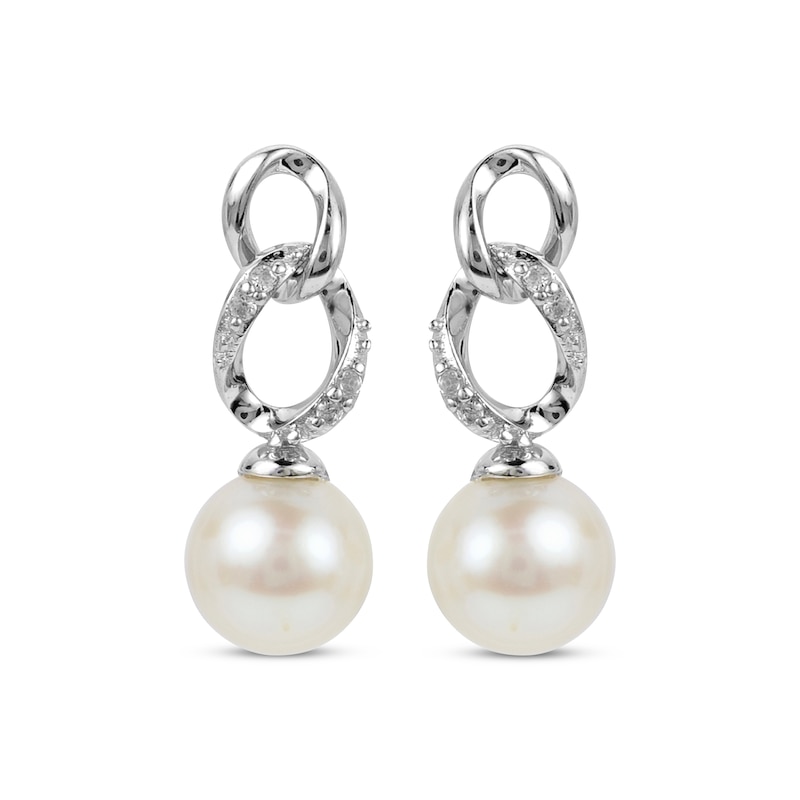 Main Image 2 of White Topaz & Cultured Pearl Link Drop Earrings Sterling Silver