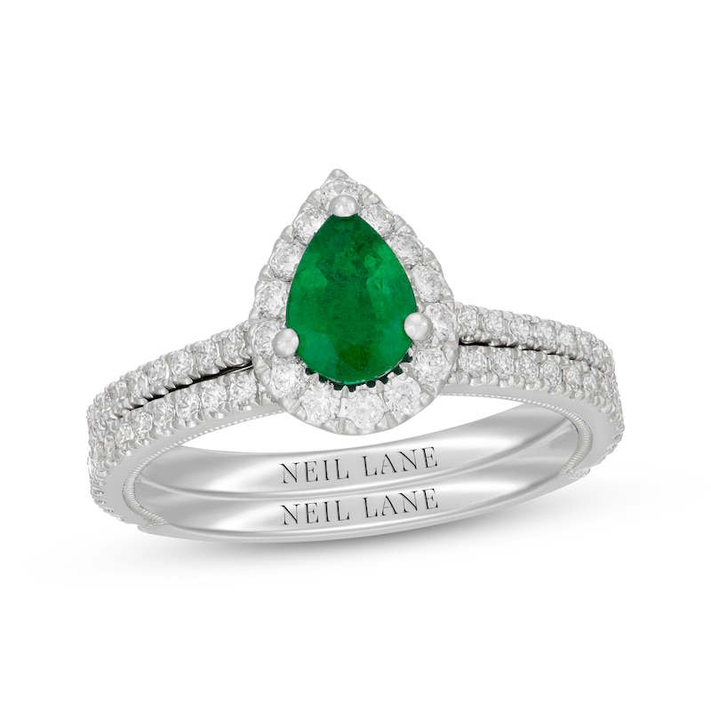 Main Image 1 of Neil Lane Pear-Shaped Natural Emerald & Diamond Bridal Set 5/8 ct tw 14K White Gold