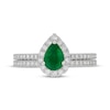 Thumbnail Image 3 of Neil Lane Pear-Shaped Natural Emerald & Diamond Bridal Set 5/8 ct tw 14K White Gold