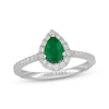 Thumbnail Image 4 of Neil Lane Pear-Shaped Natural Emerald & Diamond Engagement Ring 1/2 ct tw 14K White Gold