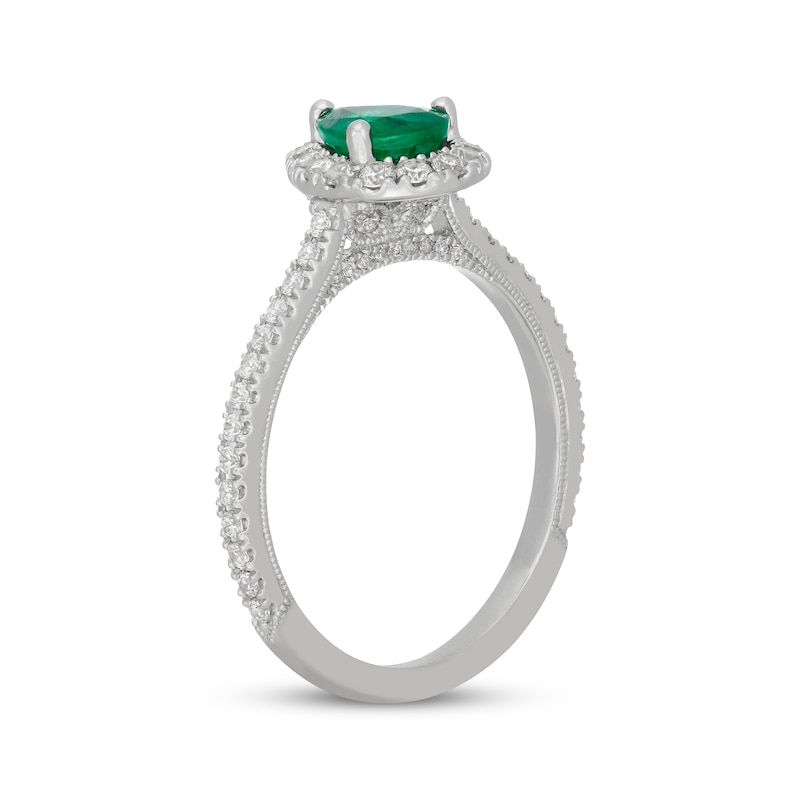 Main Image 5 of Neil Lane Pear-Shaped Natural Emerald & Diamond Engagement Ring 1/2 ct tw 14K White Gold