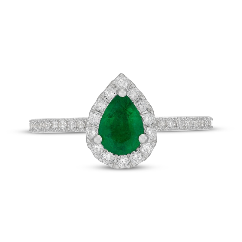 Main Image 6 of Neil Lane Pear-Shaped Natural Emerald & Diamond Engagement Ring 1/2 ct tw 14K White Gold