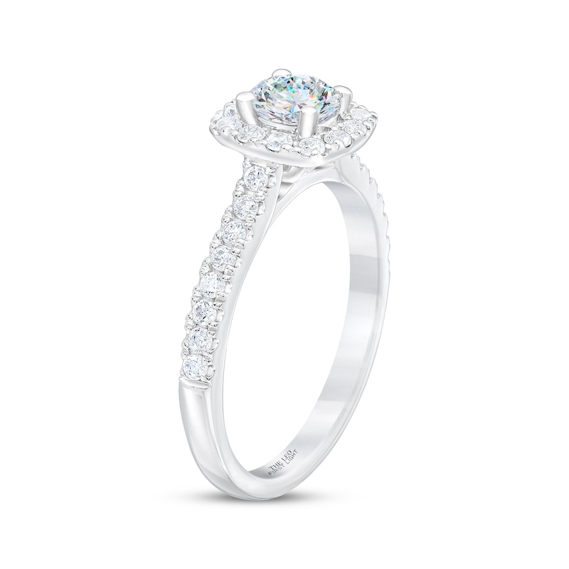 THE LEO First Light Diamond Round-Cut Cushion Frame Engagement Ring 7/8 ct tw 14K White Gold