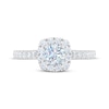 Thumbnail Image 2 of THE LEO First Light Diamond Round-Cut Cushion Frame Engagement Ring 7/8 ct tw 14K White Gold