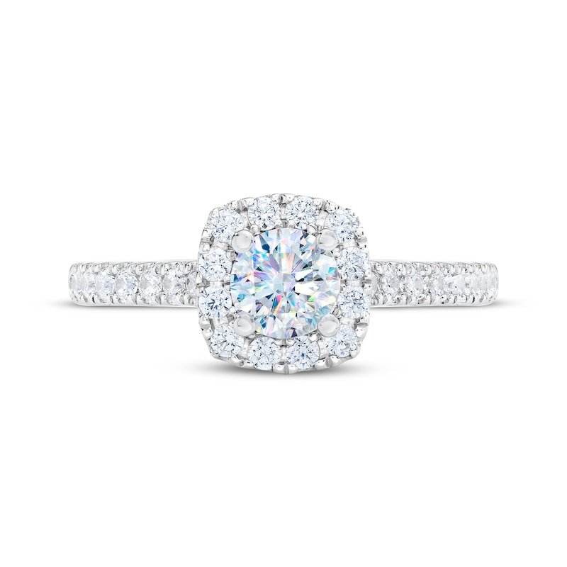 THE LEO First Light Diamond Round-Cut Cushion Frame Engagement Ring 7/8 ct tw 14K White Gold