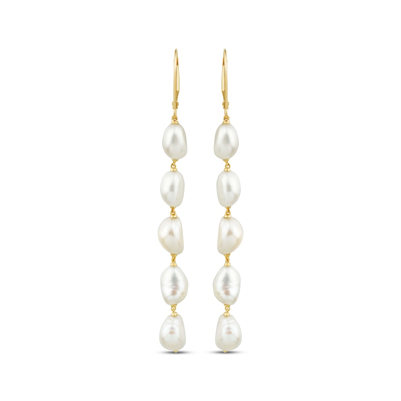 Main Image 2 of Briolette Cultured Pearl Drop Earrings 10K Yellow Gold