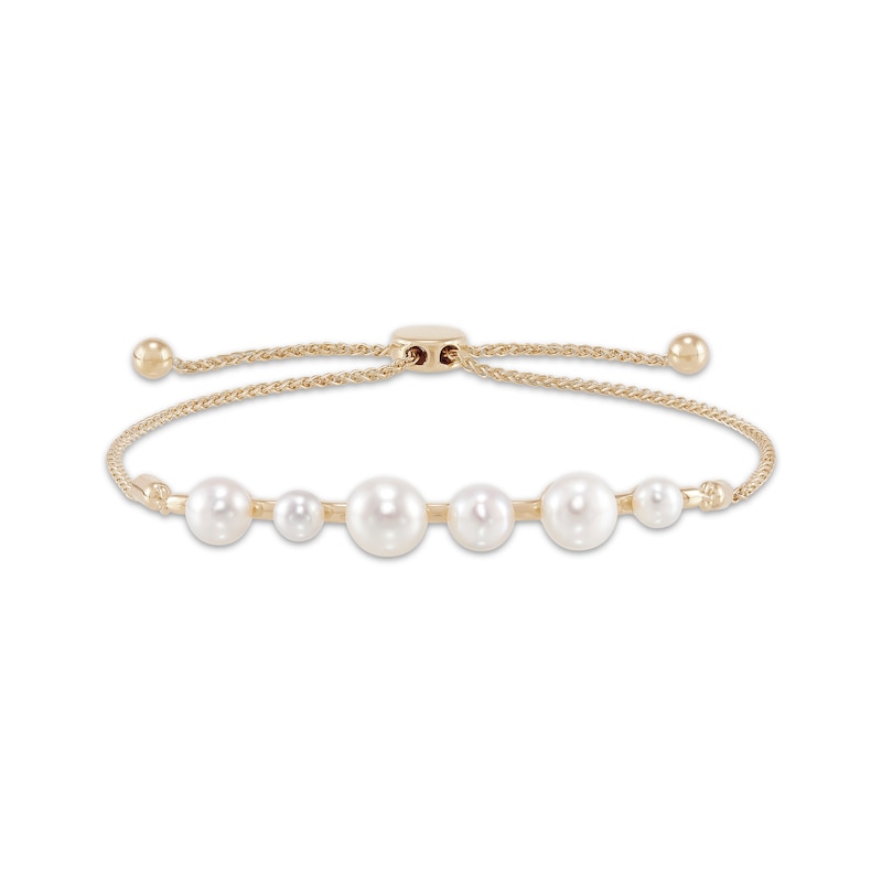 Cultured Pearl Bar Bolo Bracelet 10K Yellow Gold