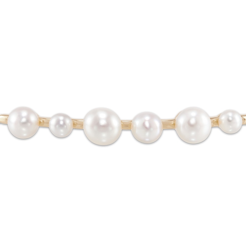 Cultured Pearl Bar Bolo Bracelet 10K Yellow Gold