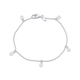 Cultured Pearl Dangle Bracelet Sterling Silver 7.5&quot;