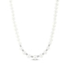 Thumbnail Image 1 of Cultured Pearl & White Lab-Created Sapphire Graduated Strand Necklace Sterling Silver 17&quot;