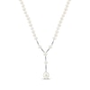Thumbnail Image 0 of Cultured Pearl & White Lab-Created Sapphire Y Necklace Sterling Silver 17"