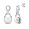 Thumbnail Image 1 of Cultured Pearl & White Lab-Created Sapphire Doorknocker Earrings Sterling Silver