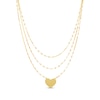 Thumbnail Image 1 of Solid Diamond-Cut Mirror Chain Trio Heart Necklace 10K Yellow Gold 18&quot;