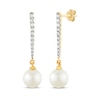 Thumbnail Image 1 of Diamond & Cultured Pearl Drop Earrings 1/5 ct tw 10K Yellow Gold