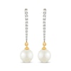 Thumbnail Image 2 of Diamond & Cultured Pearl Drop Earrings 1/5 ct tw 10K Yellow Gold