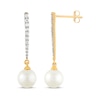 Thumbnail Image 3 of Diamond & Cultured Pearl Drop Earrings 1/5 ct tw 10K Yellow Gold