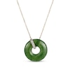 Thumbnail Image 1 of Jade & Diamond Donut Necklace 1/15 ct tw 14K Yellow Gold 18&quot;