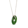 Thumbnail Image 2 of Jade & Diamond Donut Necklace 1/15 ct tw 14K Yellow Gold 18&quot;