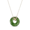 Thumbnail Image 3 of Jade & Diamond Donut Necklace 1/15 ct tw 14K Yellow Gold 18&quot;