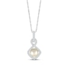 Thumbnail Image 0 of Cultured Pearl & Diamond Frame Doorknocker Necklace 1/6 ct tw Sterling Silver 18"