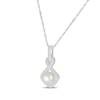 Thumbnail Image 1 of Cultured Pearl & Diamond Frame Doorknocker Necklace 1/6 ct tw Sterling Silver 18"