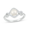 Thumbnail Image 1 of Cultured Pearl & Diamond Twist Ring 1/4 ct tw Sterling Silver