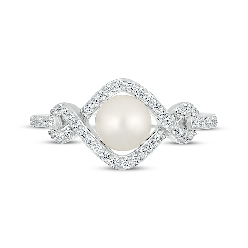 Main Image 3 of Cultured Pearl & Diamond Twist Ring 1/4 ct tw Sterling Silver