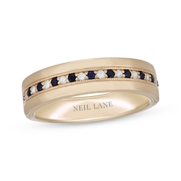 Neil Lane Men's Blue Sapphire & Diamond Wedding Band 1/6 ct tw 14K Yellow Gold