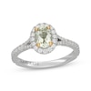 Thumbnail Image 1 of Neil Lane Oval-Cut Green Quartz & Diamond Halo Engagement Ring 1/2 ct tw 14K White Gold