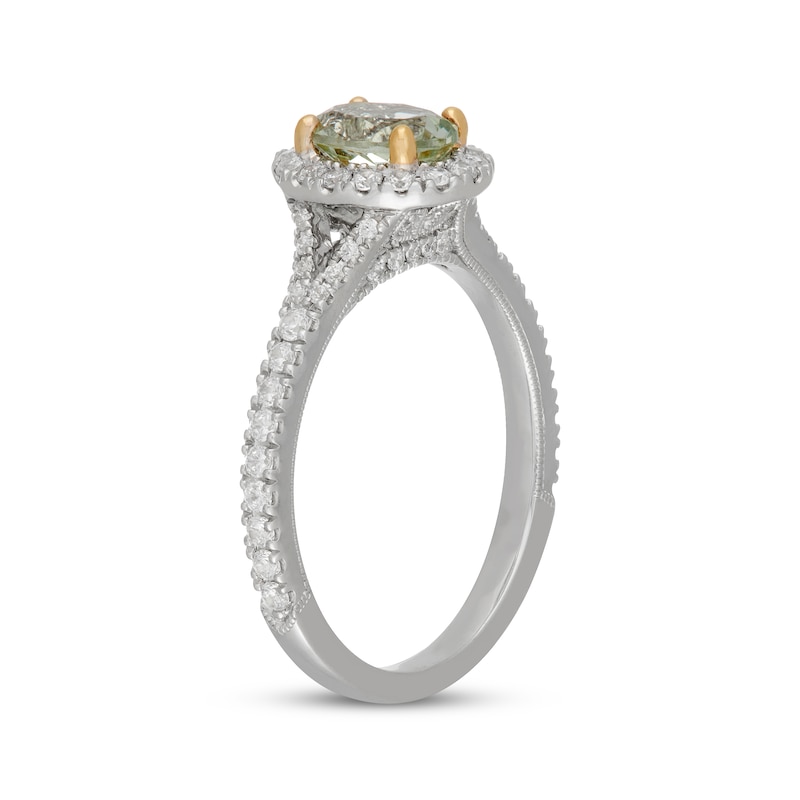 Main Image 2 of Neil Lane Oval-Cut Green Quartz & Diamond Halo Engagement Ring 1/2 ct tw 14K White Gold