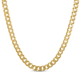 Solid Diamond-Cut Curb Chain Necklace 10K Yellow Gold 22&quot;