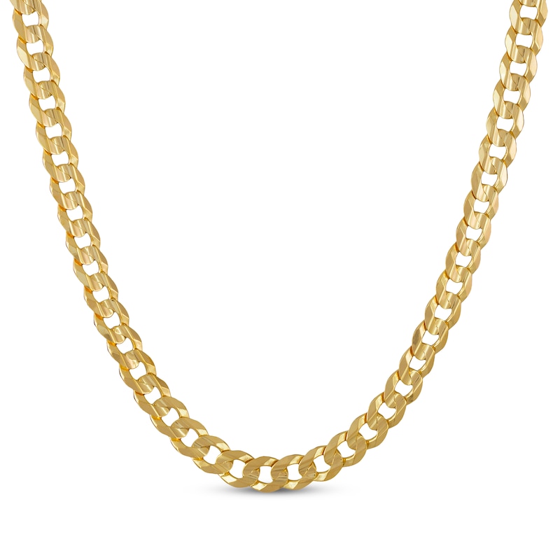 Solid Diamond-Cut Curb Chain Necklace 10K Yellow Gold 22