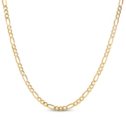 Solid Diamond-Cut Figaro Chain Necklace 14K Yellow Gold 22&quot;
