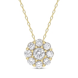 Lab-Grown Diamonds by KAY Flower Necklace 1 ct tw 14K Yellow Gold 18&quot;