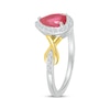 Thumbnail Image 2 of Pear-Shaped Lab-Created Ruby & White Lab-Created Sapphire Twist Ring Sterling Silver & 10K Yellow Gold