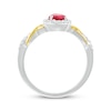 Thumbnail Image 3 of Pear-Shaped Lab-Created Ruby & White Lab-Created Sapphire Twist Ring Sterling Silver & 10K Yellow Gold