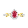 Thumbnail Image 4 of Pear-Shaped Lab-Created Ruby & White Lab-Created Sapphire Twist Ring Sterling Silver & 10K Yellow Gold