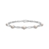 Thumbnail Image 0 of Cultured Pearl & White Lab-Created Sapphire Link Bracelet Sterling Silver 7.25"