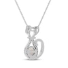 Thumbnail Image 2 of Cultured Pearl & White Lab-Created Sapphire Cat Necklace Sterling Silver 18&quot;