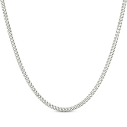 Hollow Cuban Curb Chain Necklace 3.75mm 10K White Gold 24&quot;