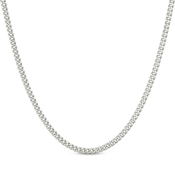 Hollow Cuban Curb Chain Necklace 3.75mm 10K White Gold 24"
