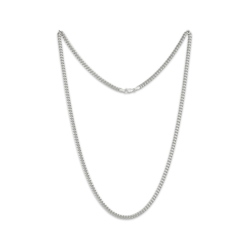 Hollow Cuban Curb Chain Necklace 3.75mm 10K White Gold 24"