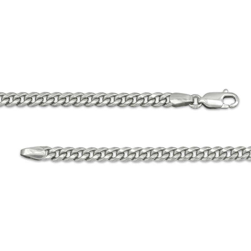 Hollow Cuban Curb Chain Necklace 3.75mm 10K White Gold 24"