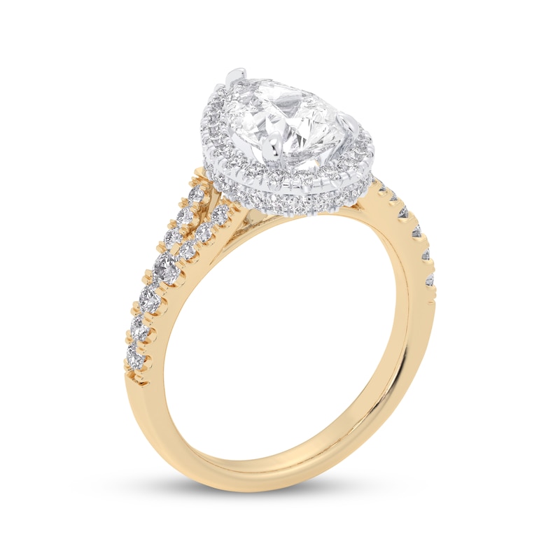 Main Image 2 of Lab-Grown Diamonds by KAY Pear-Shaped Halo Engagement Ring 2-1/4 ct tw 14K Two-Tone Gold