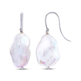 Baroque Cultured Pearl Drop Earrings Sterling Silver