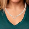 Thumbnail Image 2 of Cultured Pearl Heart Necklace Sterling Silver 18&quot;