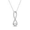 Thumbnail Image 1 of Cultured Pearl & White Lab-Created Sapphire Swirl Necklace Sterling Silver 18&quot;