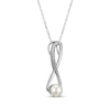 Thumbnail Image 2 of Cultured Pearl & White Lab-Created Sapphire Swirl Necklace Sterling Silver 18&quot;