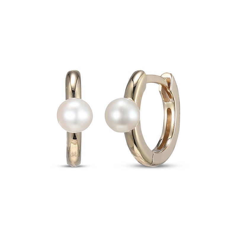 Cultured Pearl Petite Hoop Earrings 10K Yellow Gold | Kay
