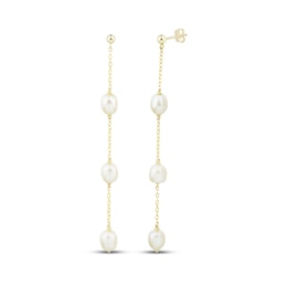 Cultured Pearl Drop Earrings 10K Yellow Gold